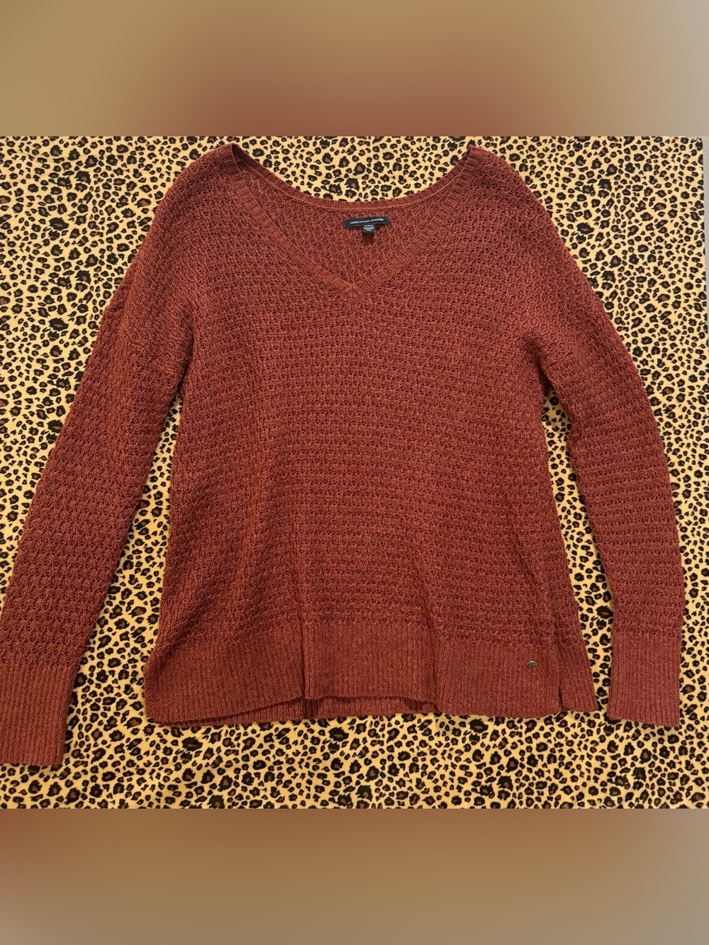 American Eagle Outfitters V-Neck Sweater - Rust